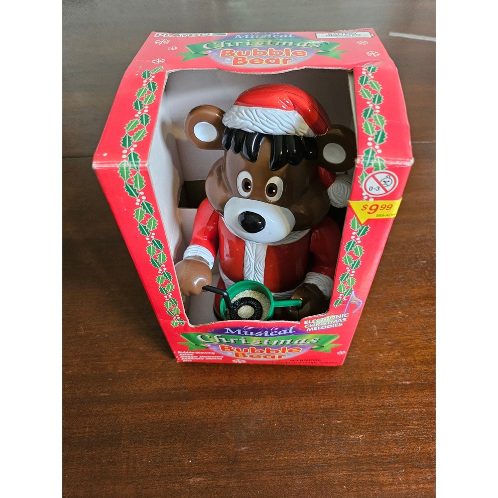 Vintage Playgo Musical Christmas Bubble Bear Kids Red Electronic Toy 3516X